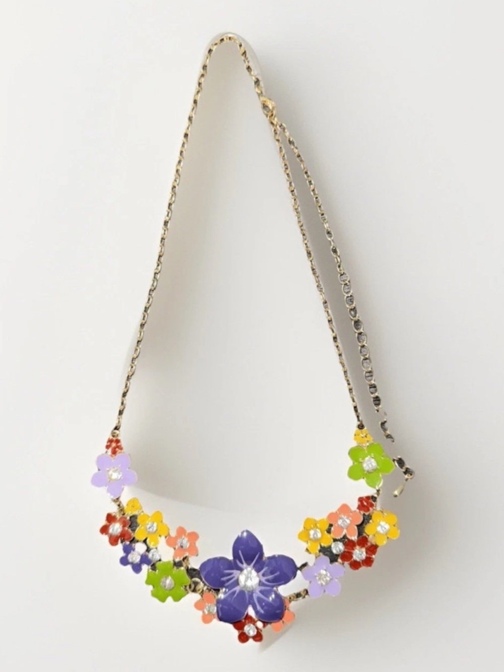 Floral Summer Statement Necklace in Purple and Multicolor Jewelry
